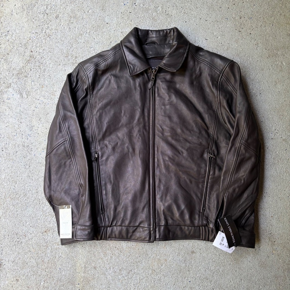 Marc New York Andrew Marc Leather Jacket Dark Brown XL 206450YLA Removable Liner